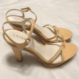 Ralph Lauren Patent Leather Strappy Platform Heels Size 9